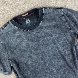 Cake Mens T Shirt‎ Charcoal Gray Acid Wash Distressed Crew Neck Size Small